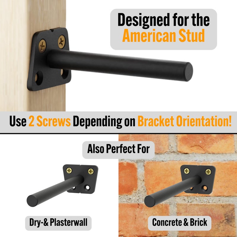 EVALD Hidden Floating Shelf Bracket | 6-Inch Heavy Duty Blind Shelf Support | Kitchen & Fireplace Mantel Bracket | Invisible Wall Mount Bracket 4 Pack - Image 2